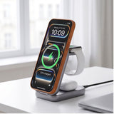Tech-Protect A53 3-in-1 25W Trådløs Oplader til Smartphone + Smartwatch + Høretelefoner - MagSafe / Qi2 Kompatibel - Mørkegrå
