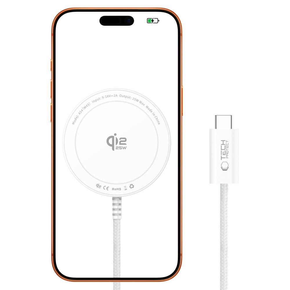 Tech-Protect Trådløs Magnetisk Oplader A54 25W - Hvid