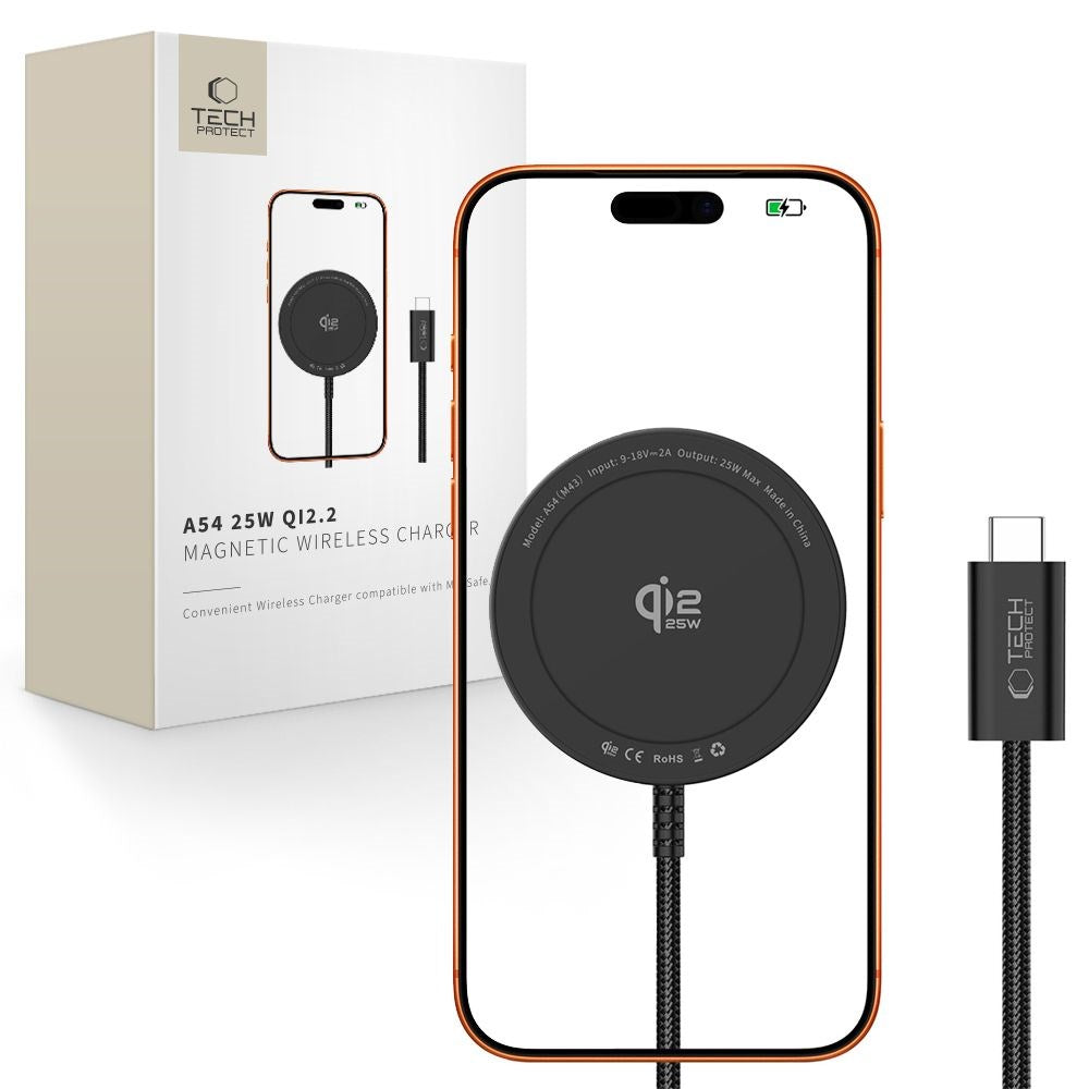 Tech-Protect Trådløs Magnetisk Oplader A54 25W - Sort