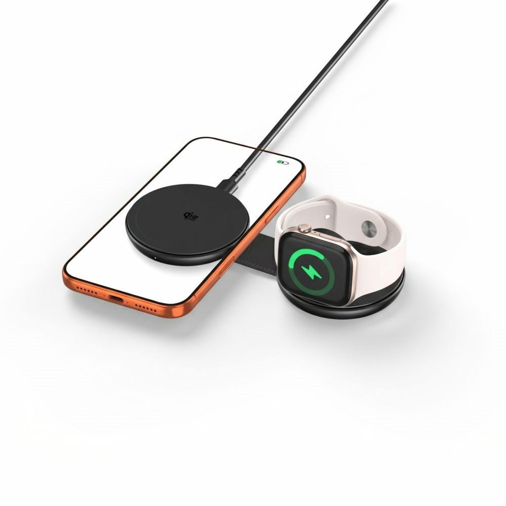Tech-Protect 2-i-1  Trådløs MagSafe Oplader A55 25W - Sort