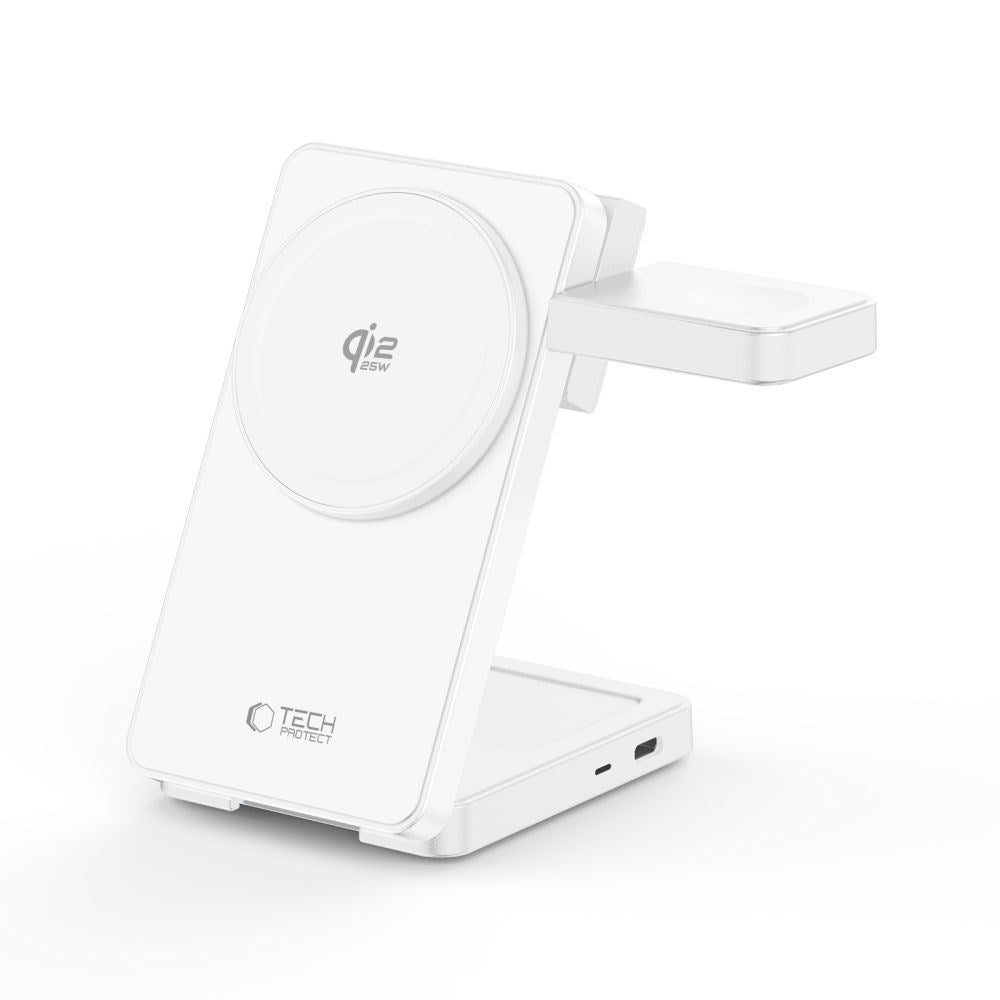 Tech-Protect 3-i-1  Trådløs MagSafe Oplader A56 25W - Hvid