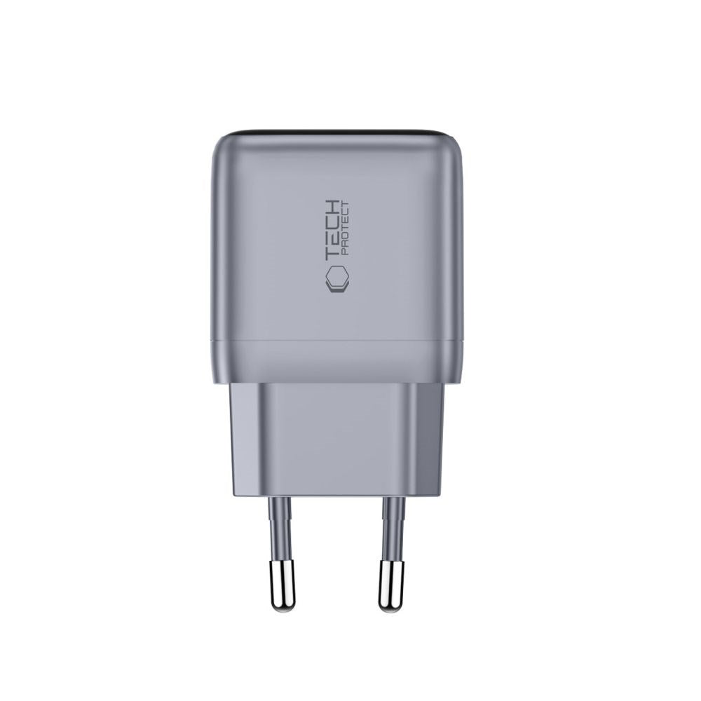 Tech-Protect Hurtig Vægoplader 45W m. USB-C PowerVision NC45W-GaN - Grå