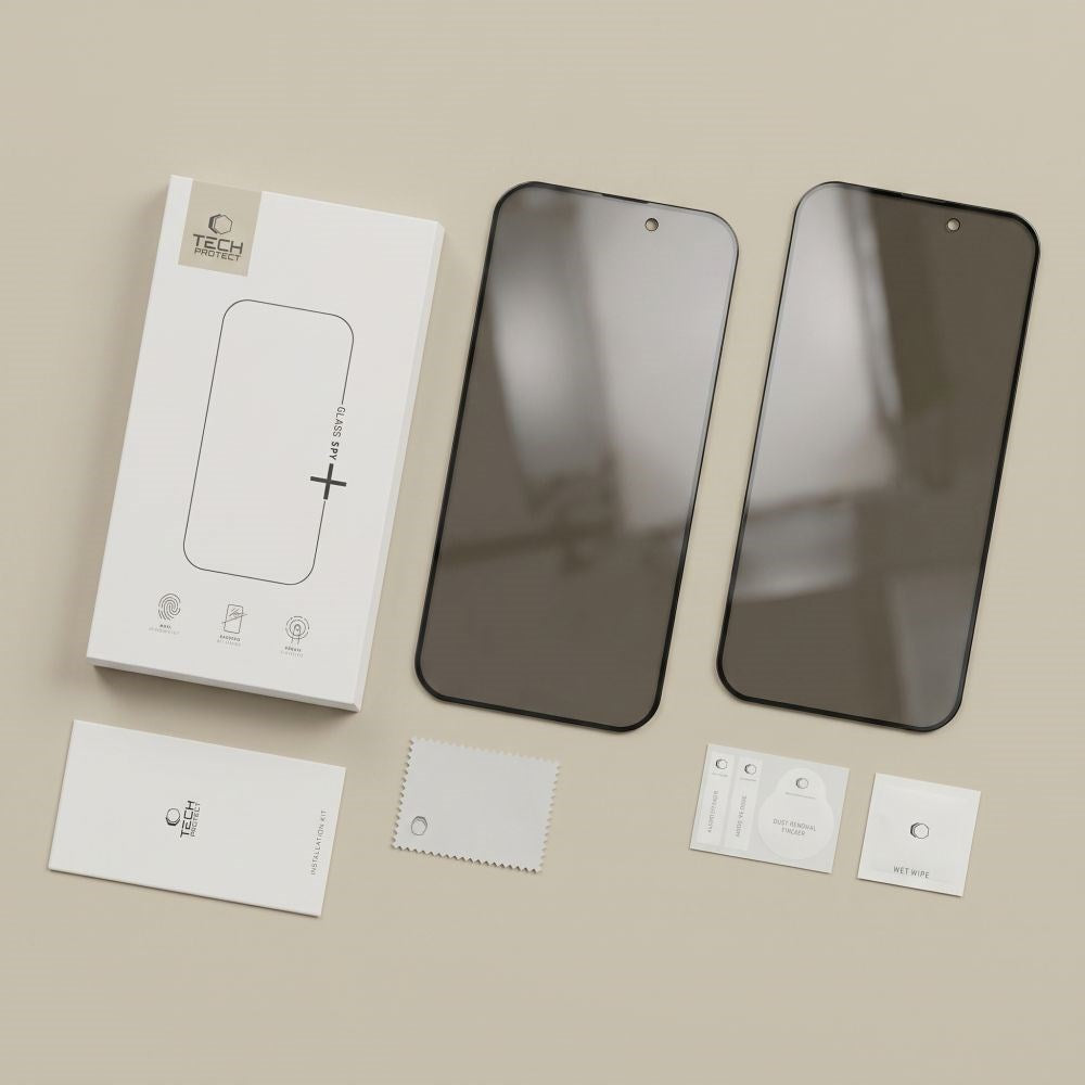 Tech-Protect iPhone 18 Pro Max Hærdet Beskyttelsesglas - Privacy Funktion - 2 stk. - Gennemsigtig