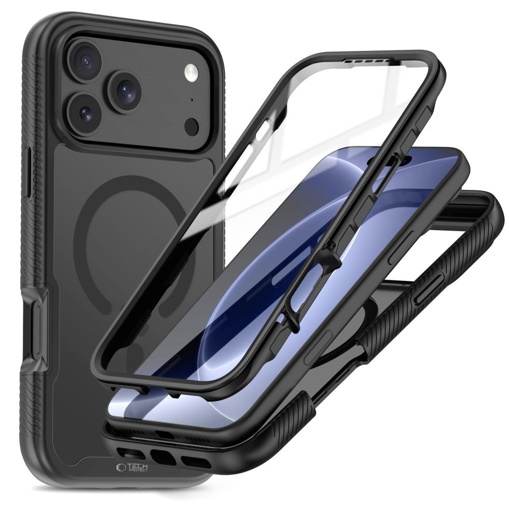 Tech-Protect iPhone 18 Pro / 17 Pro Defense Mobil Cover med Skærmbeskyttelse - MagSafe Kompatibel - Matte Black