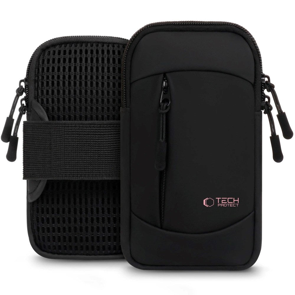 Tech-Protect - Universal Løbearmbånd - Sort / Lyserød
