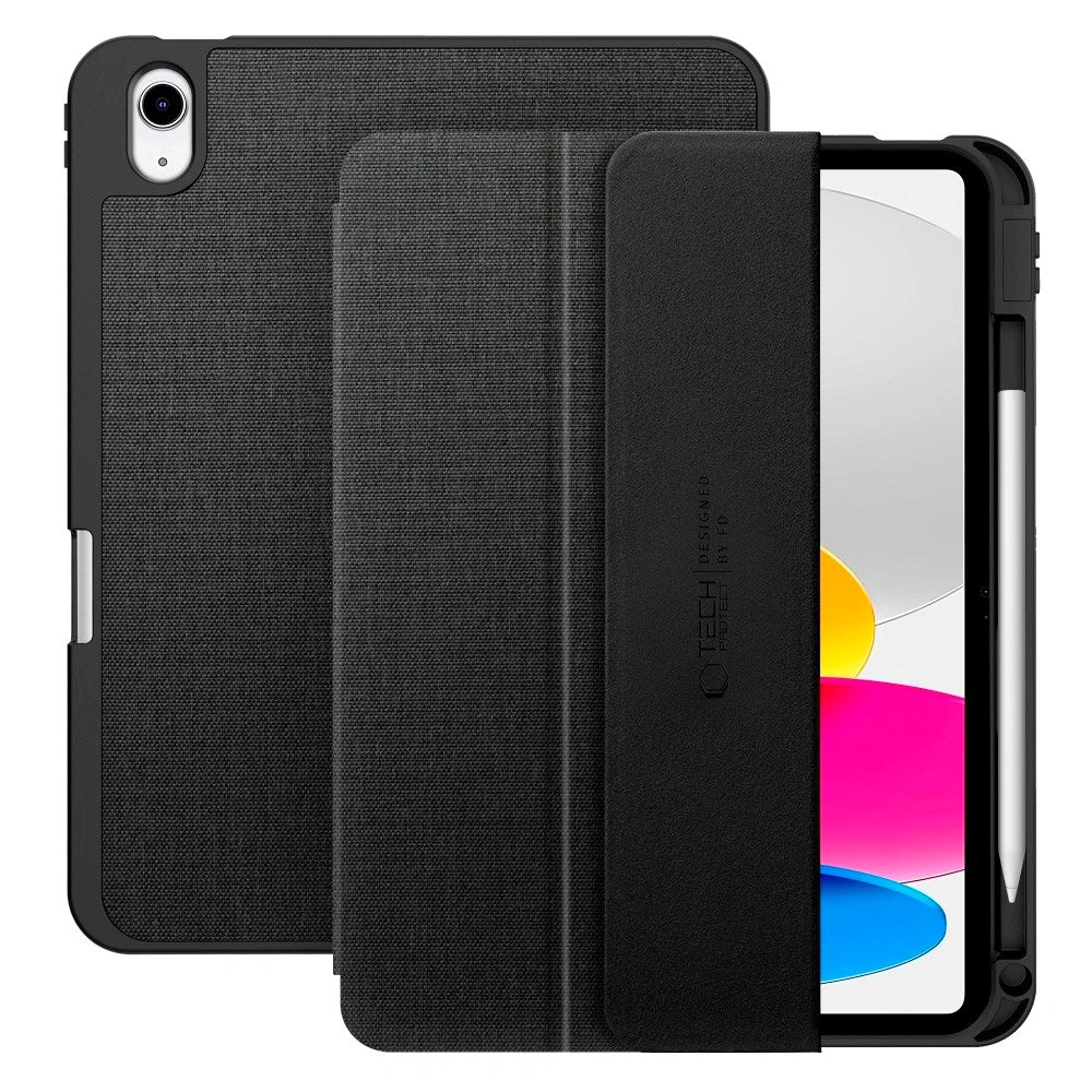 Tech-Protect - iPad 11" (2025) / 10.9" (2024 / 2022) - Canvas Flip Cover m. Pen Holder - Sort