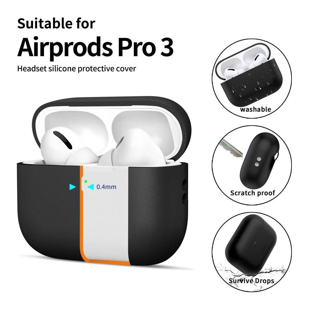 Apple AirPods Pro (3. Gen) Tech-Protect Silikone Case m. Strop - Sort