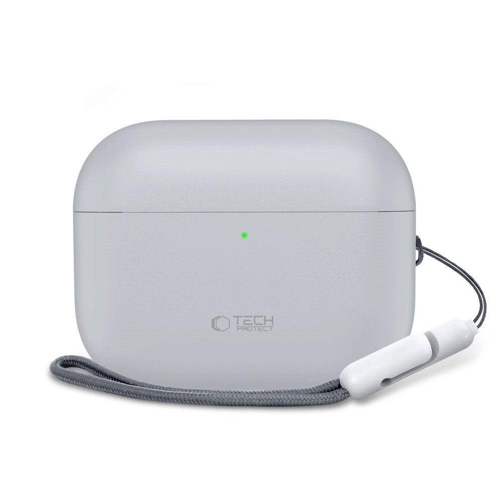 Apple AirPods Pro (3. Gen) Tech-Protect Silikone Case m. Strop - Grå