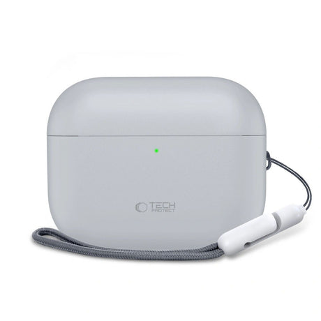 Apple AirPods Pro (3. Gen) Tech-Protect Silikone Case m. Strop - Grå