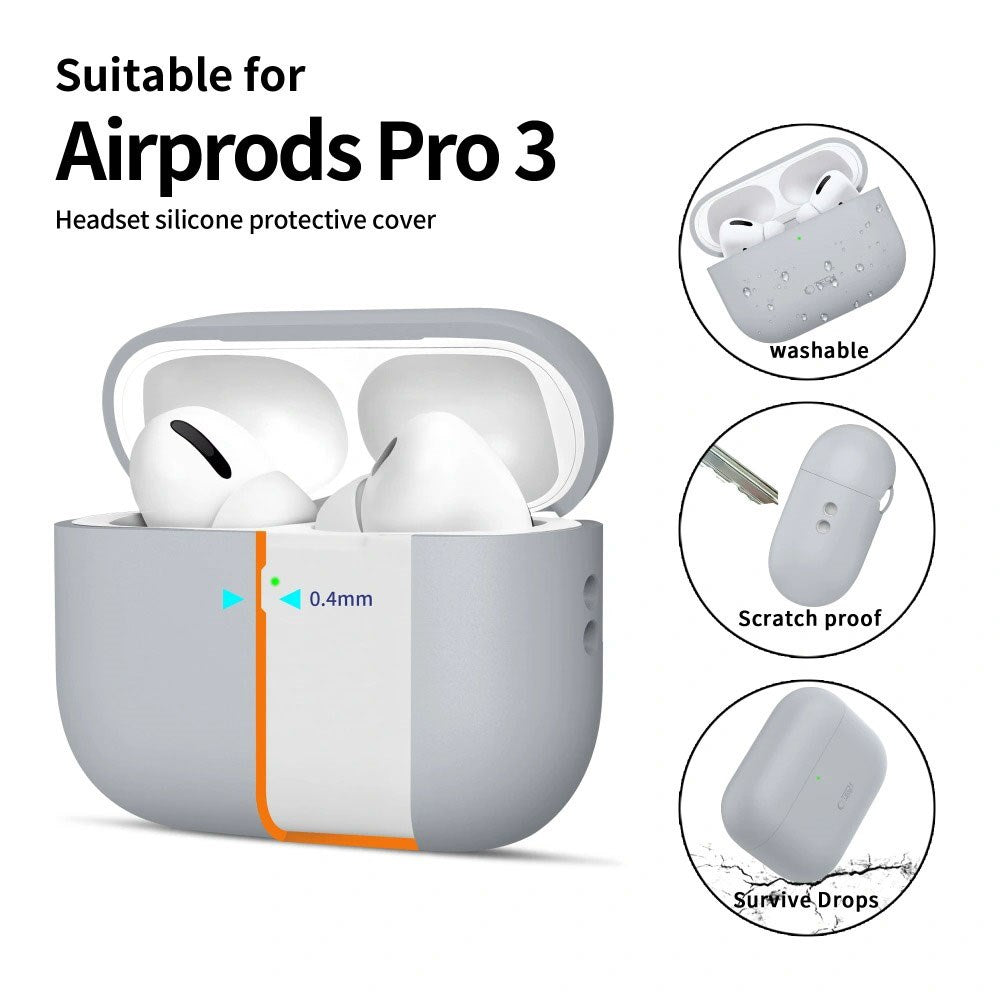 Apple AirPods Pro (3. Gen) Tech-Protect Silikone Case m. Strop - Grå