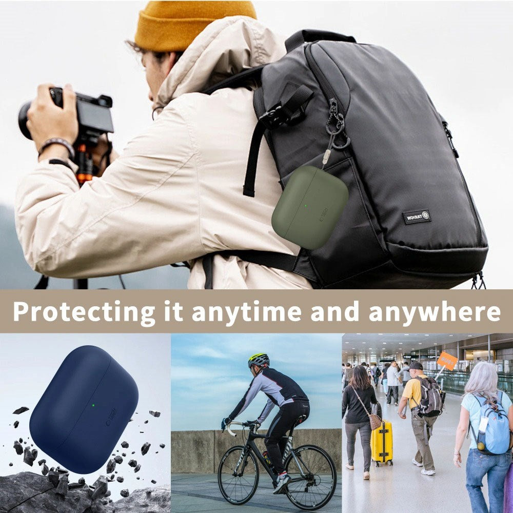 Apple AirPods Pro (3. Gen) Tech-Protect Silikone Case m. Strop - Mørkeblå