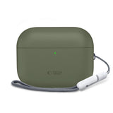 Apple AirPods Pro (3. Gen) Tech-Protect Silikone Case m. Strop - Olivengrøn