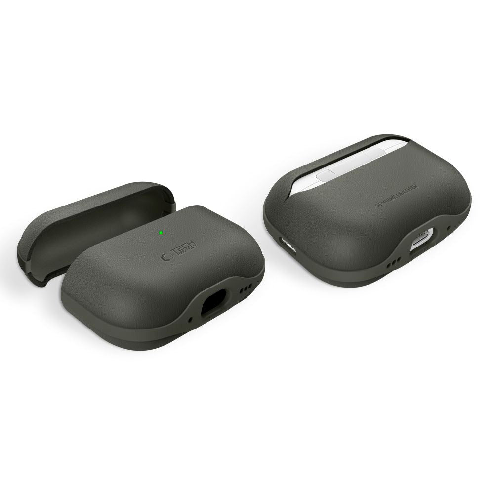 Tech-Protect Apple AirPods Pro (3. gen.) NaturalFit Kunstlæder Cover - Rem - Grøn