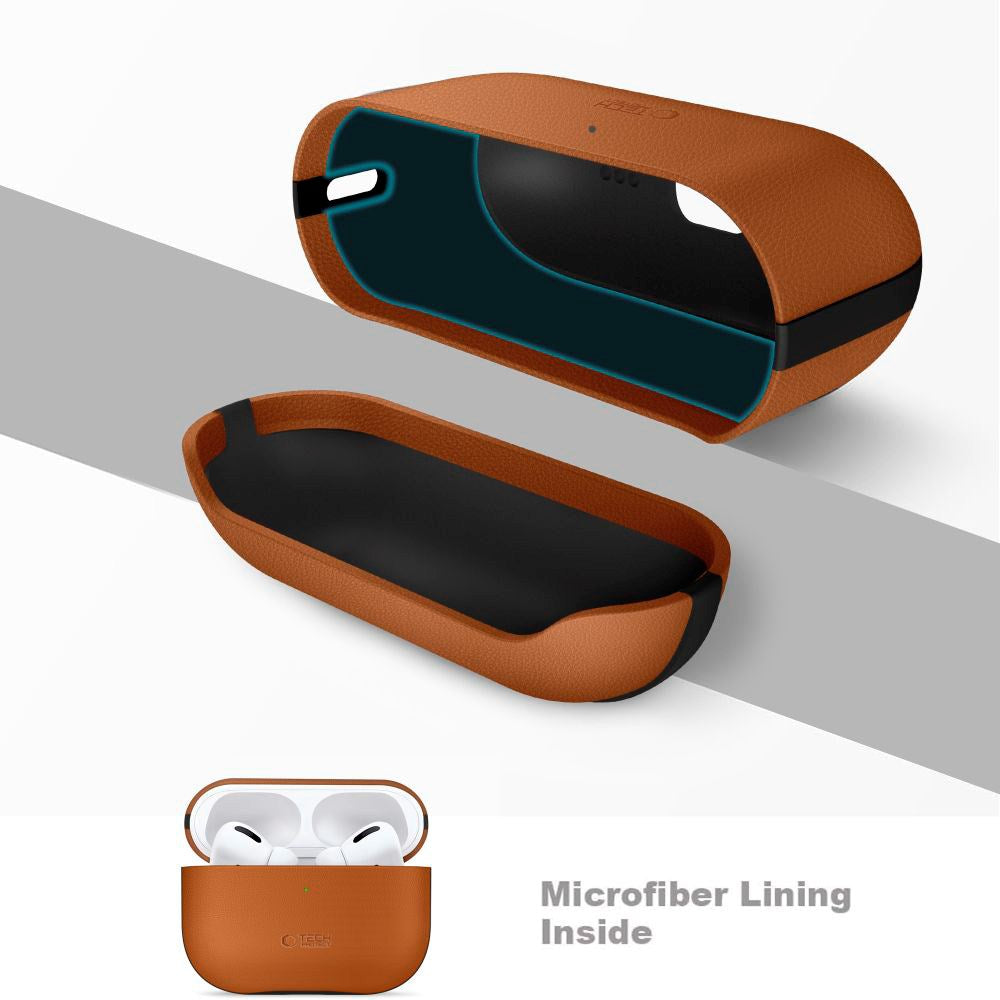 Tech-Protect Apple AirPods Pro (3. gen.) NaturalFit Kunstlæder Cover - Rem - Brun