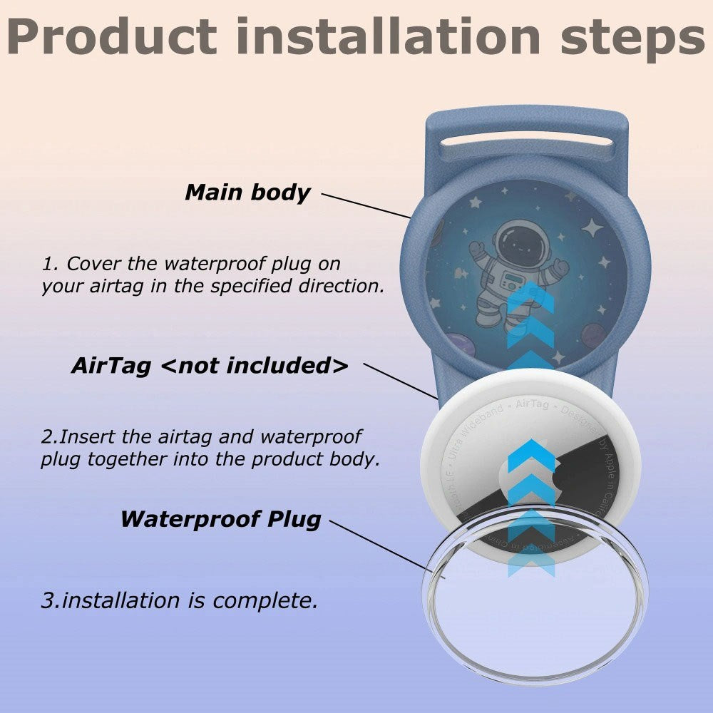 Apple Airtag Rem til Børn - Tech-Protect Nylon - Blå / Astronaut