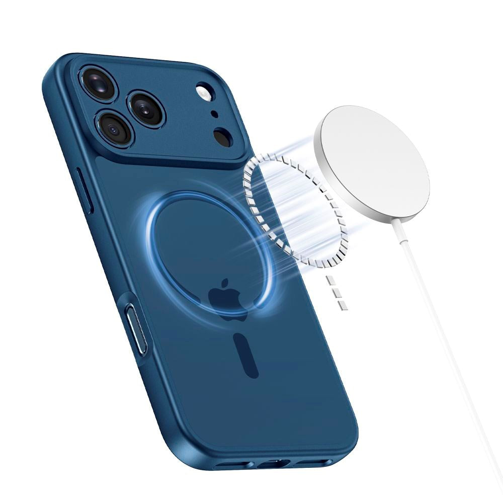 Tech-Protect iPhone 17 Pro BasicMag Hybrid Bagside Cover - MagSafe Kompatibel - Mat Blå