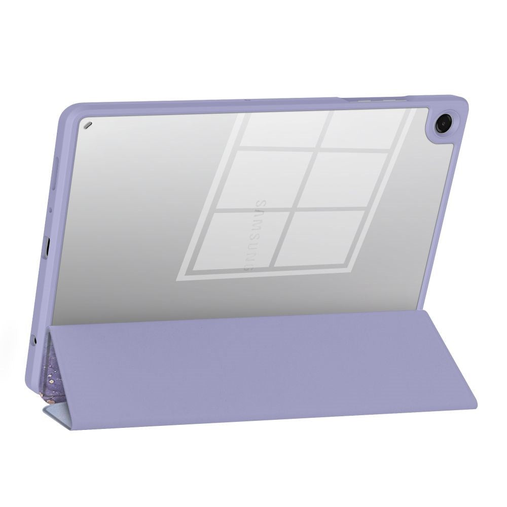 Tech-Protect SC Pen Hybrid Samsung Galaxy Tab A11 / A9 Flip Tablet Cover m. Stylus Holder - Lilla Marble/ Gennemsigtig