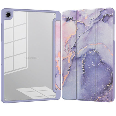 Tech-Protect SC Pen Hybrid Samsung Galaxy Tab A11+ (Plus) / A9+ (Plus) Flip Tablet Cover m. Stylus Holder - Lilla Marble / Gennemsigtig