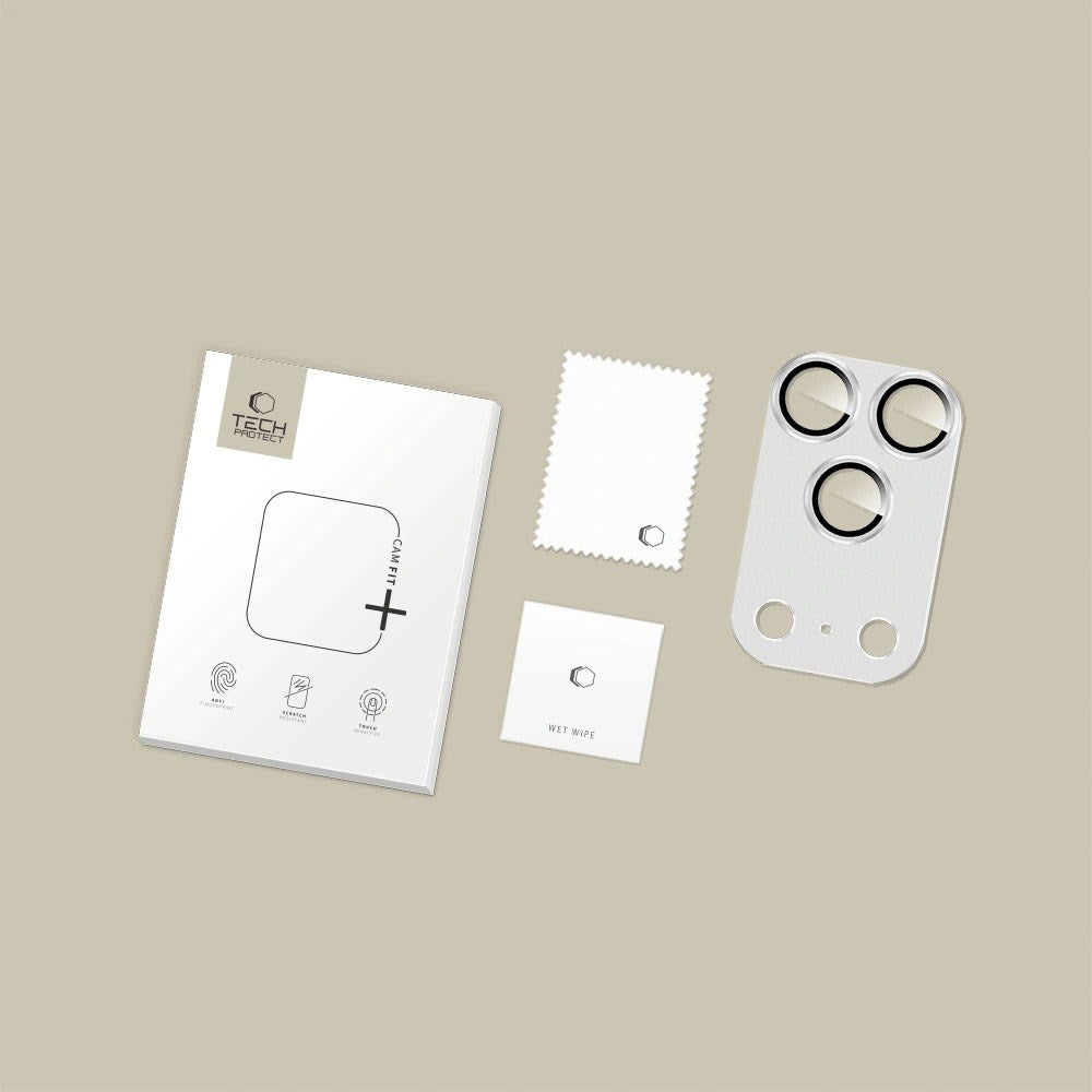 iPhone 17 Pro Max - Tech-Protect Cam Fit+ Kameralinsebeskyttelse - Sølv