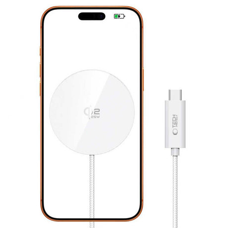 Tech-Protect Qi2 Magnetisk Trådløs Oplader - MagSafe Kompatibel - 25W - Hvid
