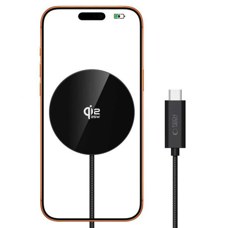 Tech-Protect Qi2 Magnetisk Trådløs Oplader - MagSafe Kompatibel - 25W - Sort