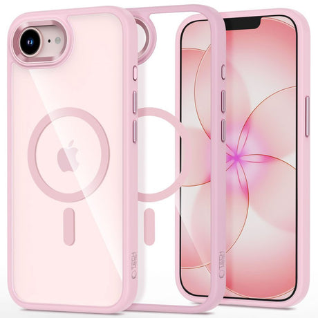 iPhone 17e / 16e Tech-Protect MagMat Case - MagSafe Kompatibel - Gennemsigtig / Lyserød