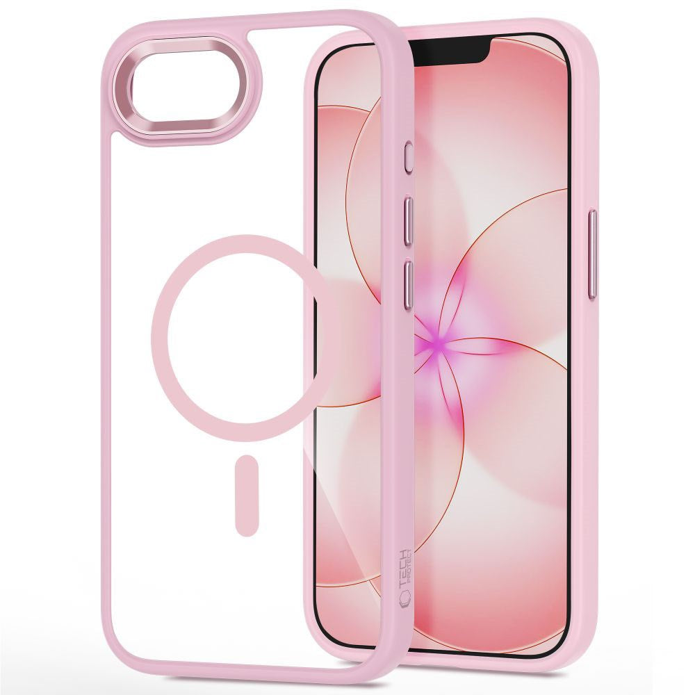 iPhone 17e / 16e Tech-Protect MagMat Case - MagSafe Kompatibel - Gennemsigtig / Lyserød