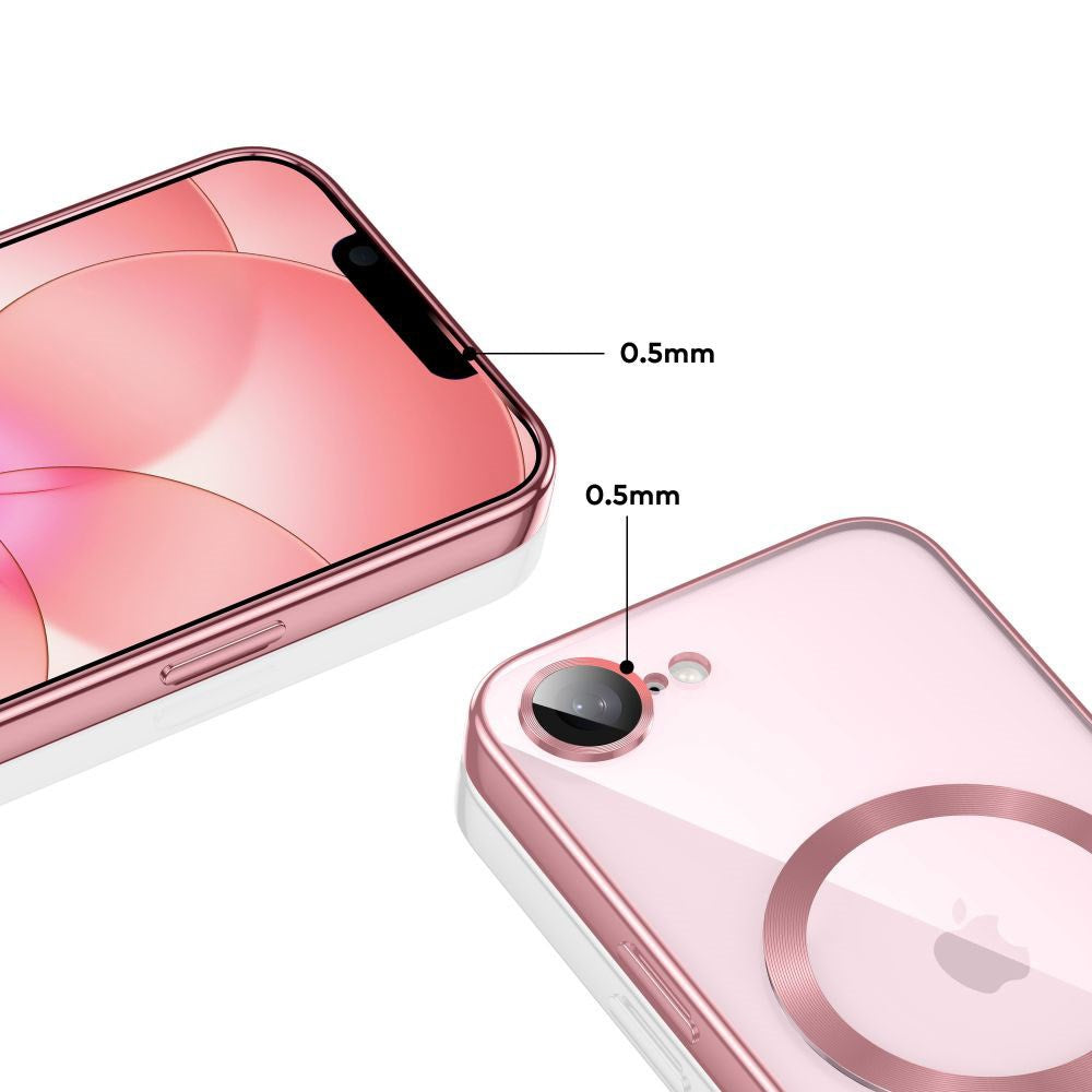iPhone 17e / 16e Tech-Protect MagFlex Case - MagSafe Kompatibel - Gennemsigtig / Rose Gold