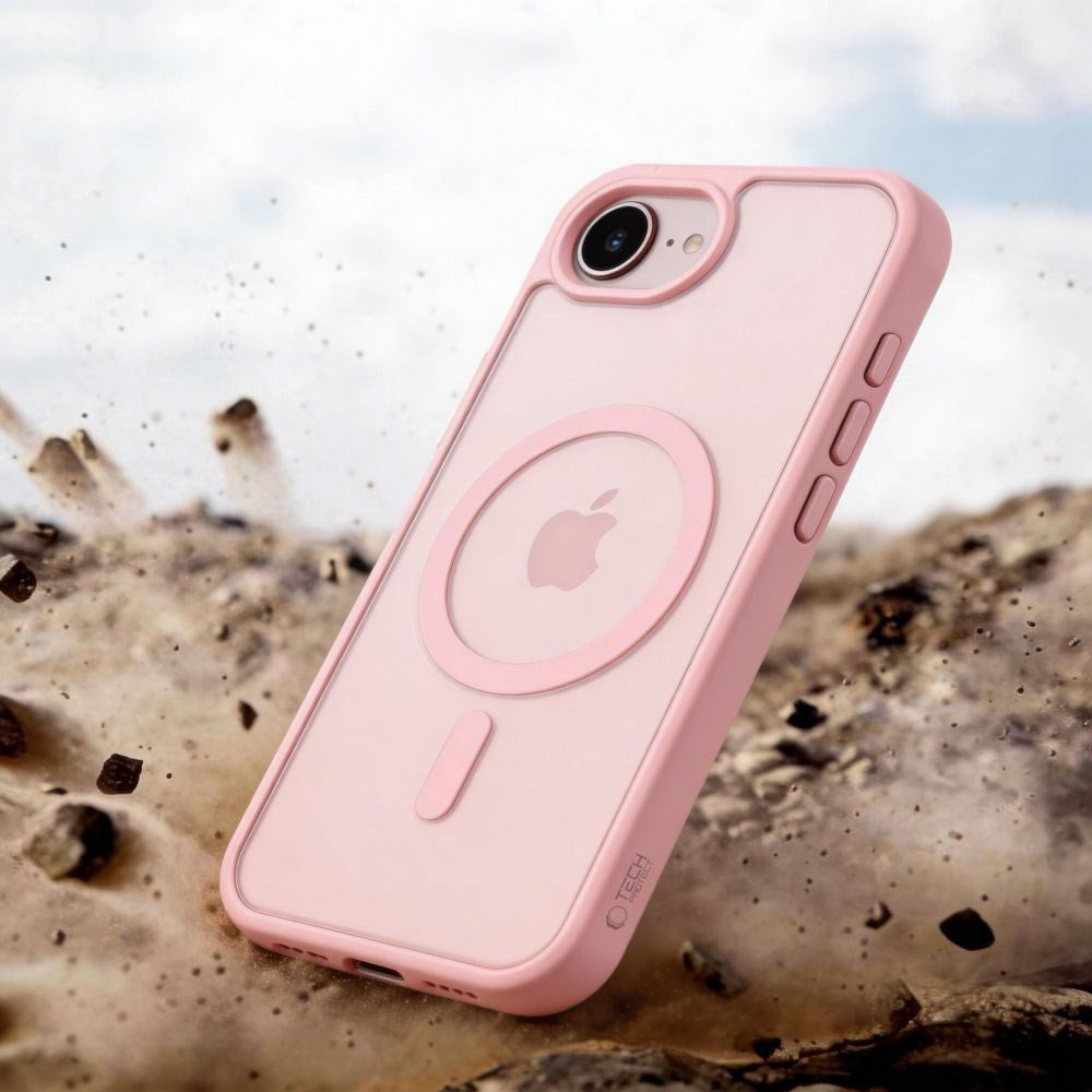 Tech-Protect iPhone 17e / 16e BasicMag Hybrid Bagside Case - MagSafe Kompatibel - Mat Lyserød