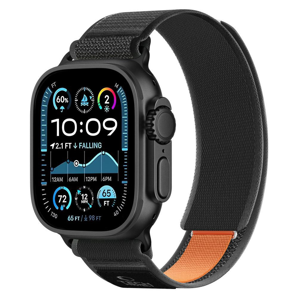 Apple Watch (44/SE/45/46/49mm) Tech-Protect Nylon Rem - Sort / Orange