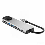Tech-Protect 8-i-1 USB-C Multiport Adapter med 1 X SD/TF Kortlæser 2 X USB-A 1 X HDMI 2 X USB-C 1 X RJ45 - Grå