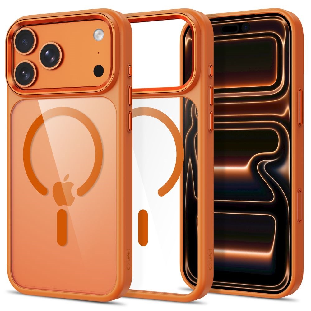 Tech-Protect iPhone 18 Pro / 17 Pro MagMat Mobil Cover - MagSafe Kompatibel - Gennemsigtig / Orange