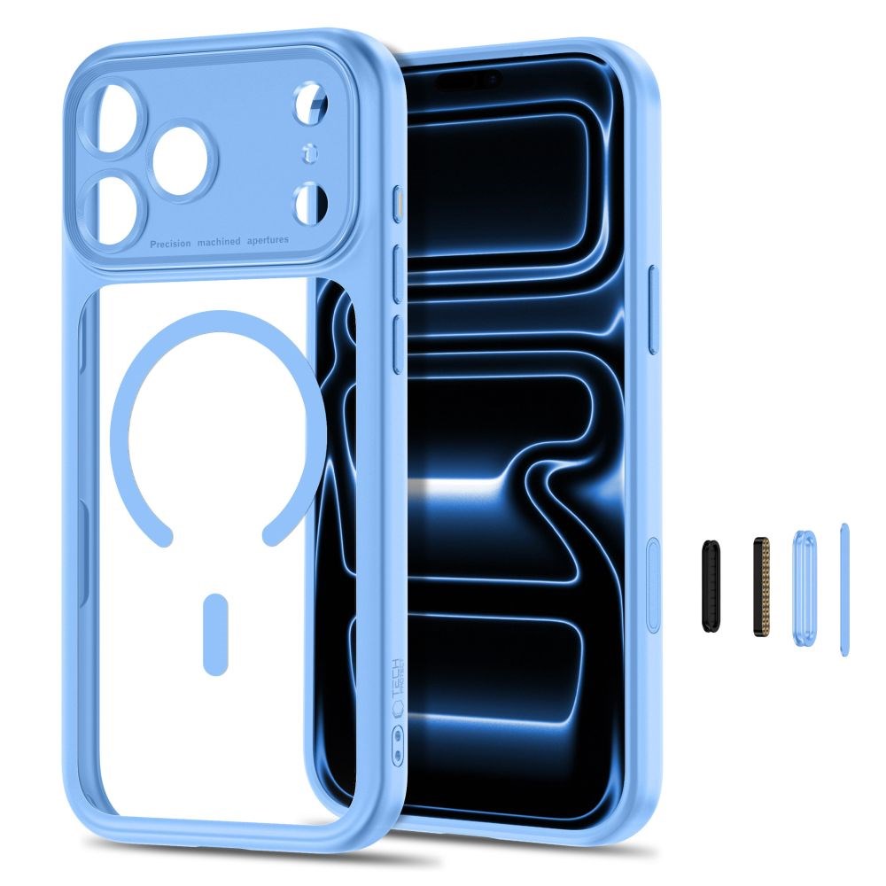 Tech-Protect iPhone 18 Pro Max / 17 Pro Max MagPeak Mobil Cover - MagSafe Kompatibel - Lyseblå / Gennemsigtig