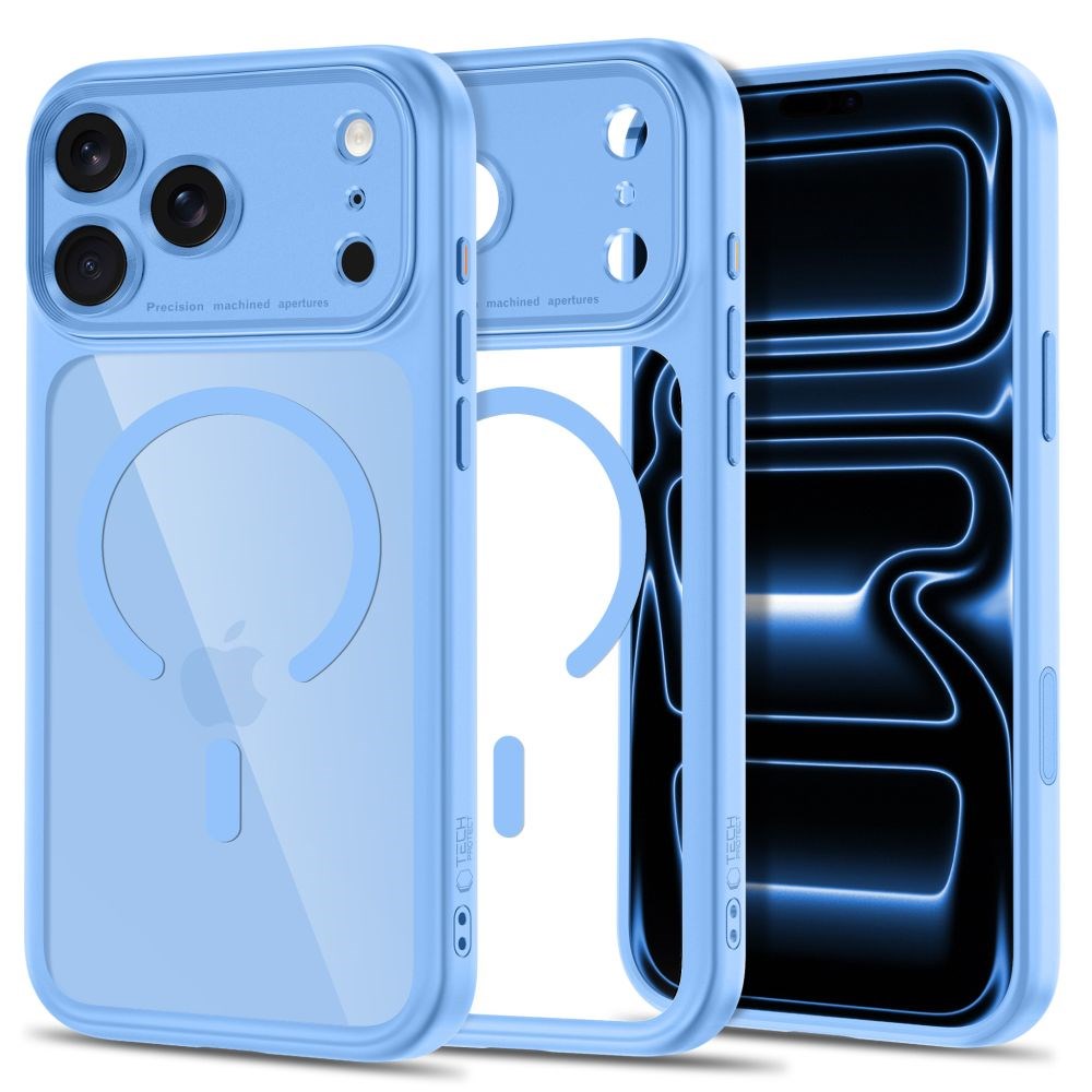 Tech-Protect iPhone 18 Pro Max / 17 Pro Max MagPeak Mobil Cover - MagSafe Kompatibel - Lyseblå / Gennemsigtig