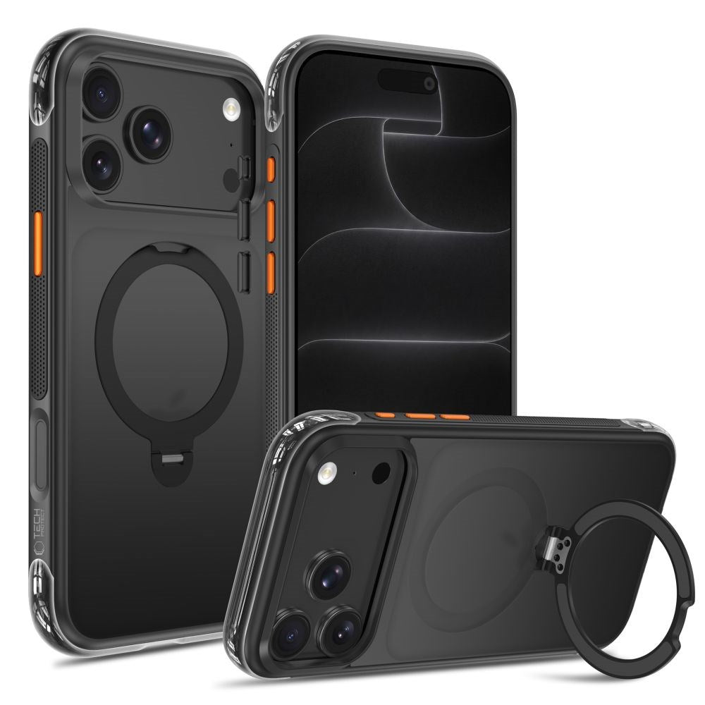 Tech-Protect iPhone 18 Pro / 17 Pro MagAir Stand Mobil Cover m. Kickstand - MagSafe Kompatibel - Mat Sort
