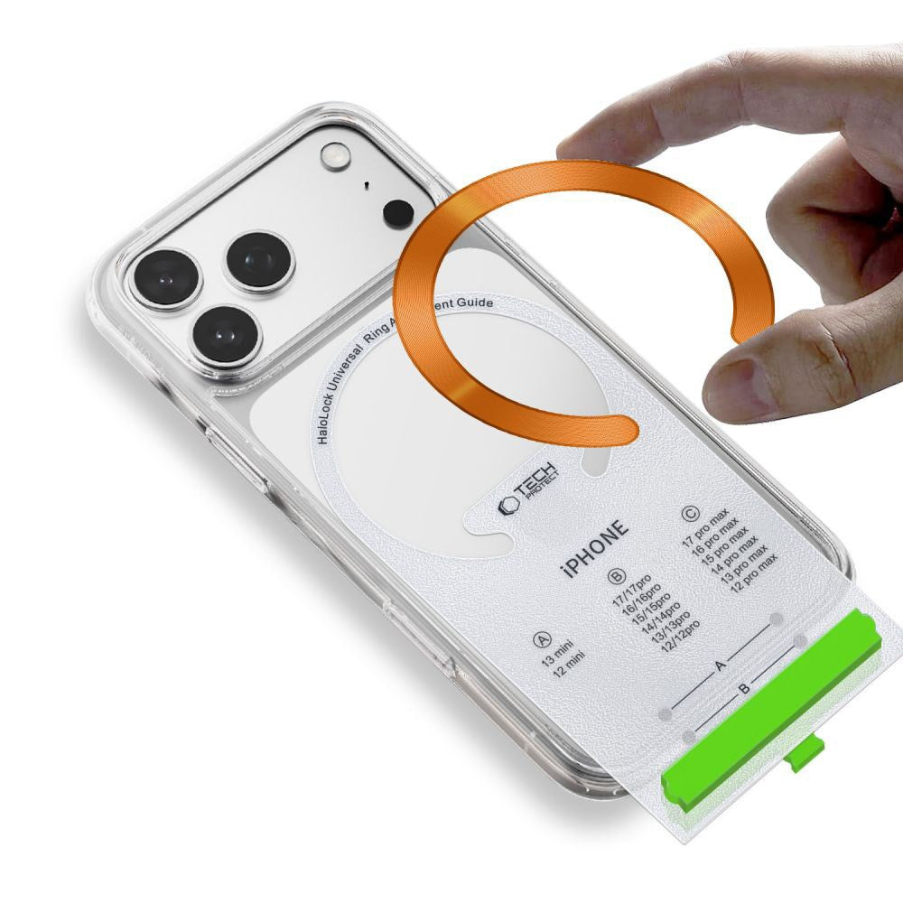 Tech-Protect MagSafe Kompatibel Magnetisk Ring - Installationsramme - 2 stk - Orange / Sort