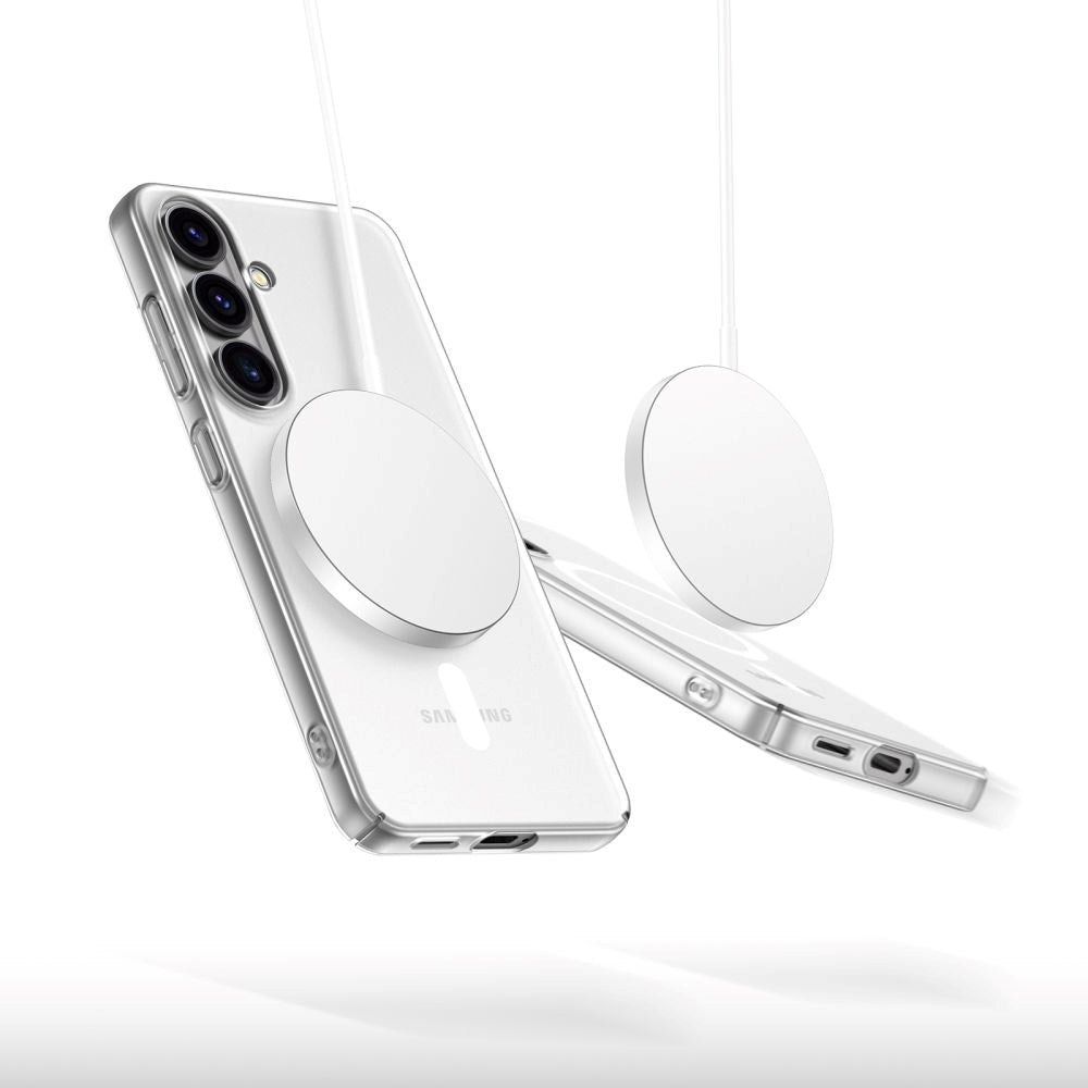 Samsung Galaxy S25 Tech-Protect MagSlim Bagside Cover - MagSafe Kompatibel - Mat Hvid