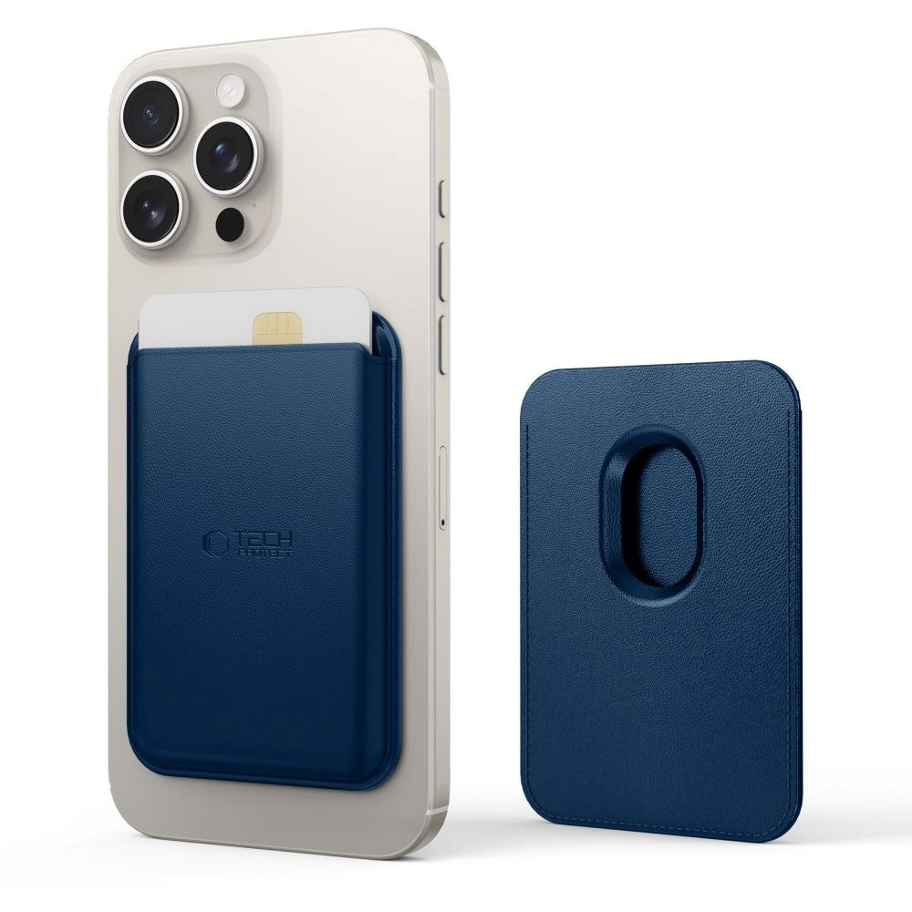 Tech-Protect MagWallet Magnetisk og Imiteret Læderkortholder - MagSafe Kompatibel - Blå