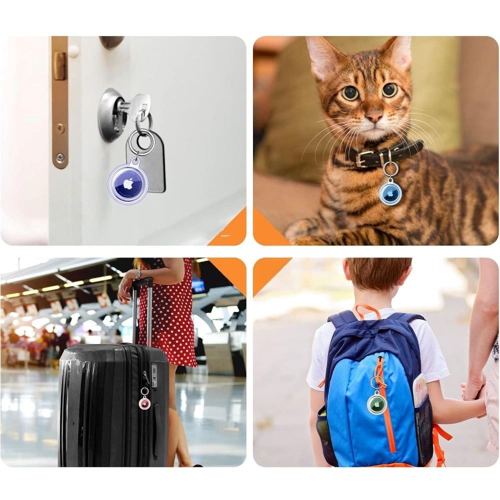 Tech-Protect Apple AirTag 1. & 2. Gen. Icon Case m. Karabinhage - 4 stk. - Gennemsigtig