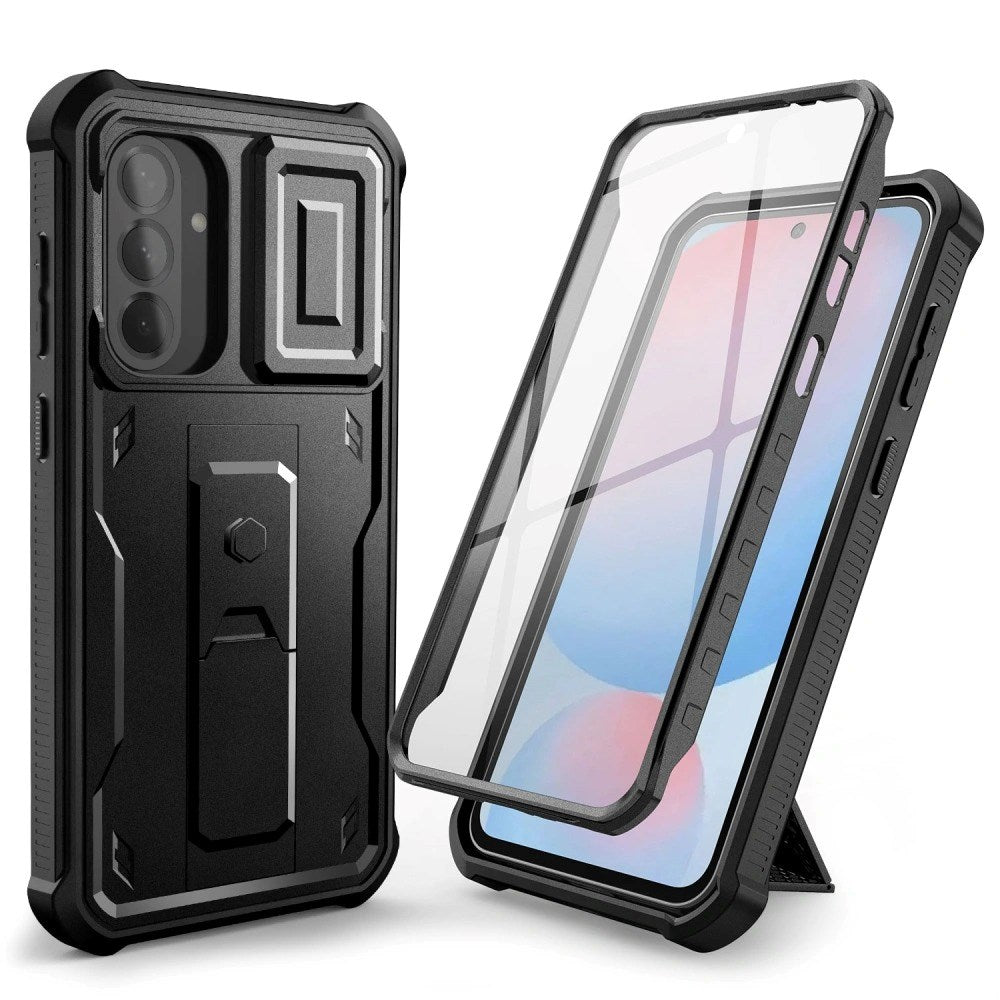 Samsung Galaxy A56 (5G) Tech-Protect Kevlar Pro Hårdt Plastik Bagside Cover m. Skærmbeskyttelse & Kickstand - Sort