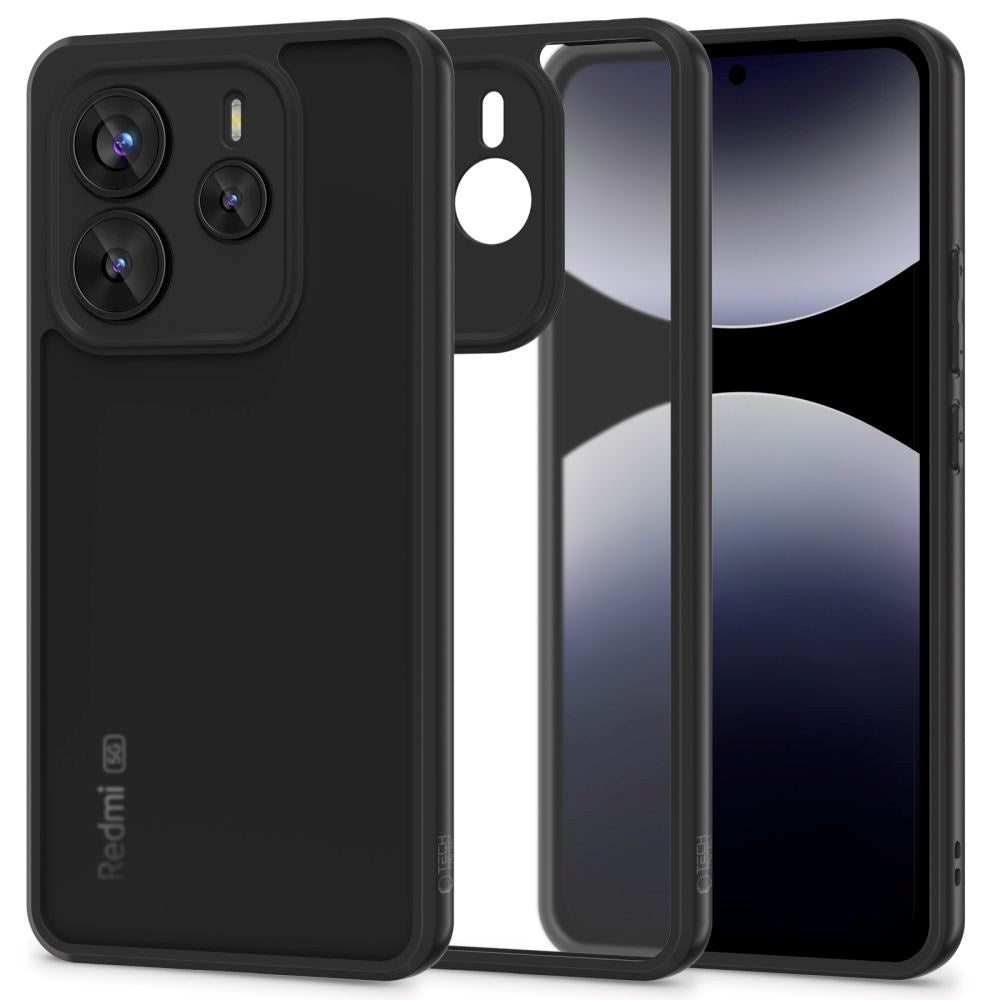 Tech-Protect MagMat Plastik Cover - Xiaomi Redmi Note 14 (5G) - Gennemsigtig / Sort