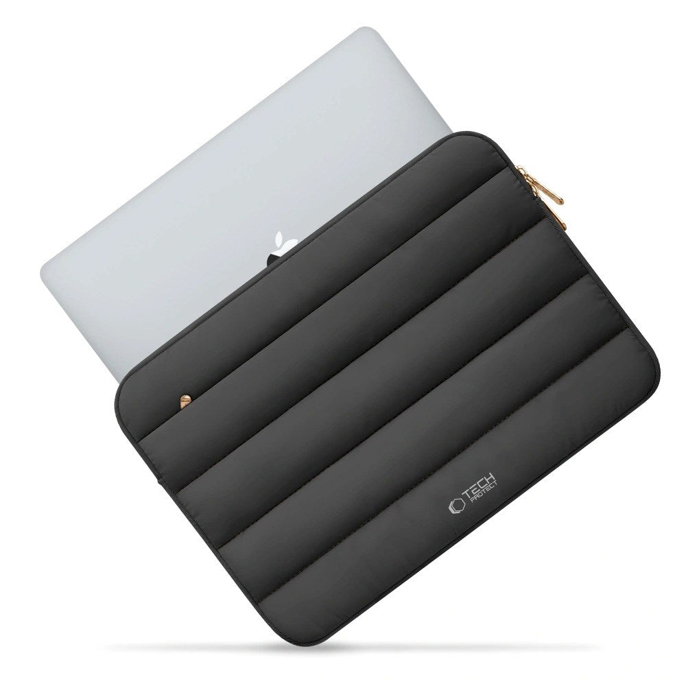 Tech-Protect Fluffy MacBook / Laptop 15-16" Sleeve m. Ekstra Lynlåslomme - Maks. Mål: 27 x 38cm - Sort