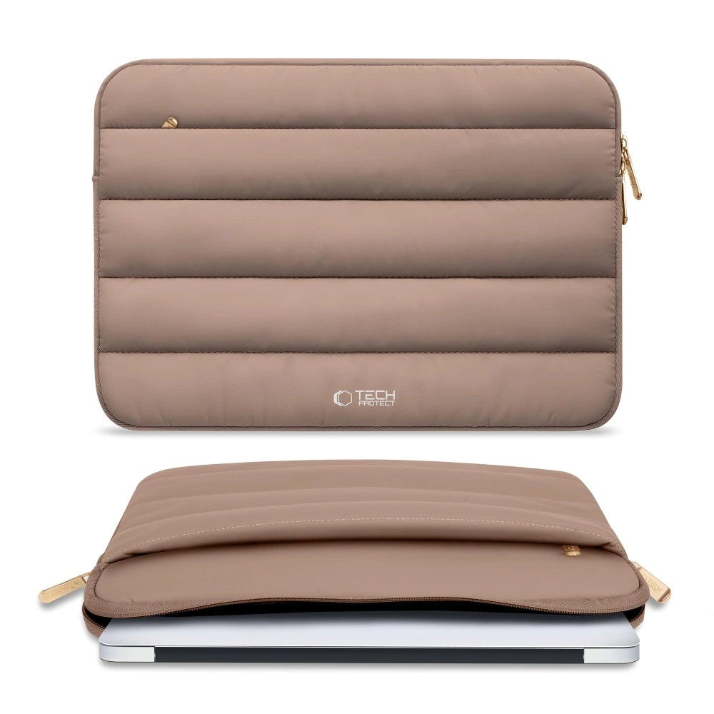 Tech-Protect Fluffy MacBook / Laptop 15-16" Sleeve m. Ekstra Lynlåslomme - Maks. Mål: 27 x 38cm - Beige