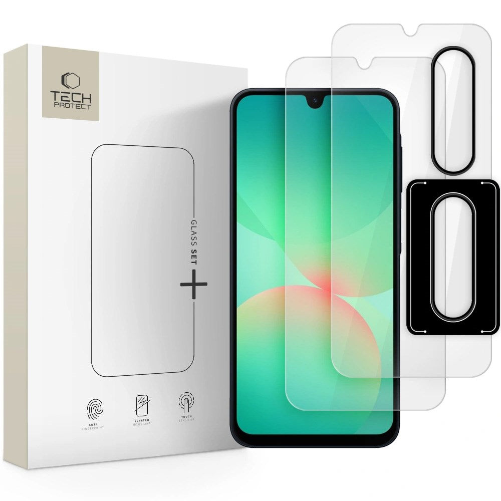 Tech-Protect Glass Set+ - Samsung Galaxy A26 (5G) - Beskyttelsessæt m. Hærdet Skærmbeskyttelsesglas & Hærdet Kameralinsebeskyttelsesglas - 3 stk - Gennemsigtig