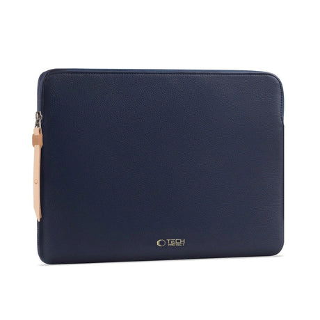 Tech-Protect MacBook / Laptop 15-16" Computer Sleeve i Kunstlæder - Foret Inderside - Navy Blue