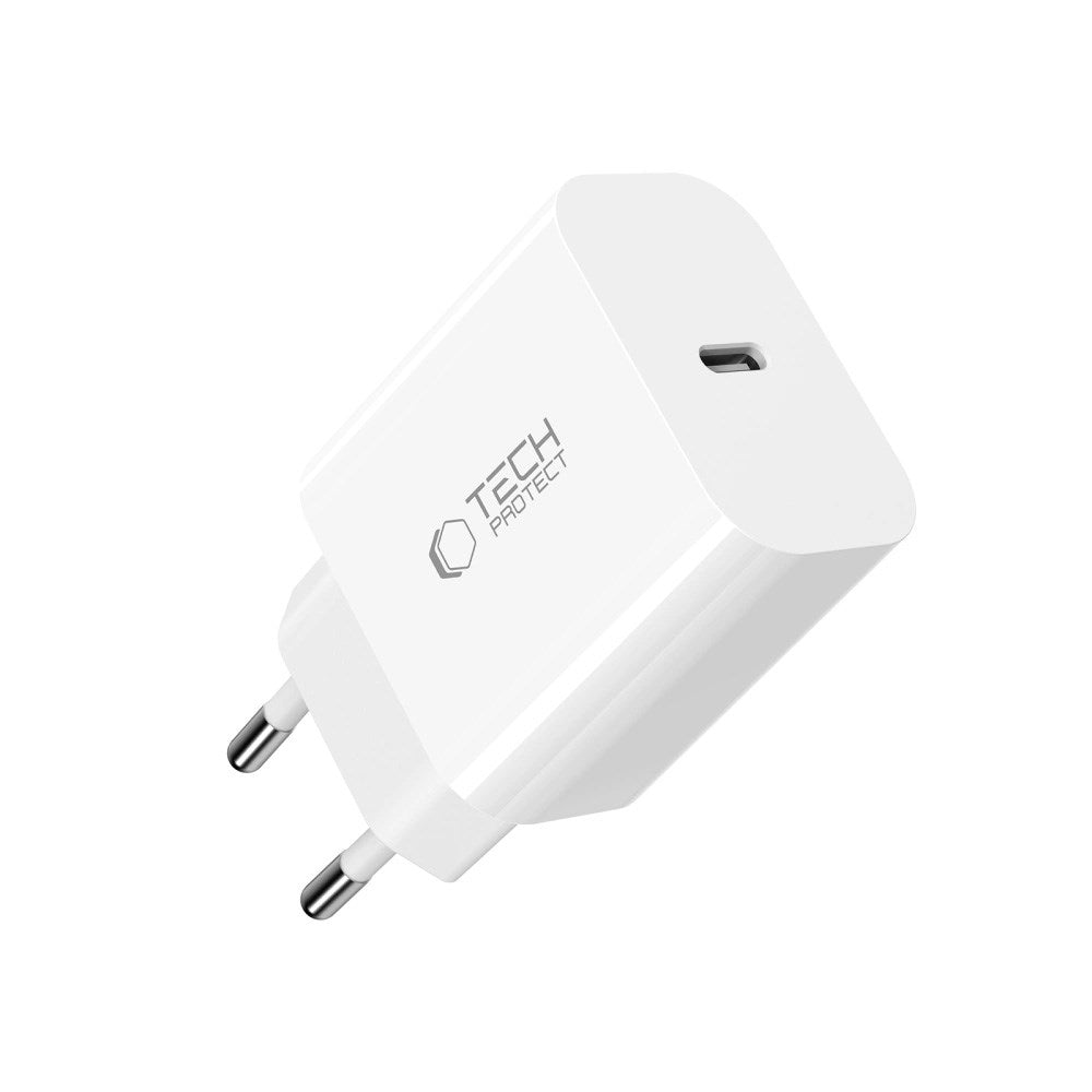 Tech-Protect - 20W Vægoplader m. 1 x Lightning Kabel - Hvid