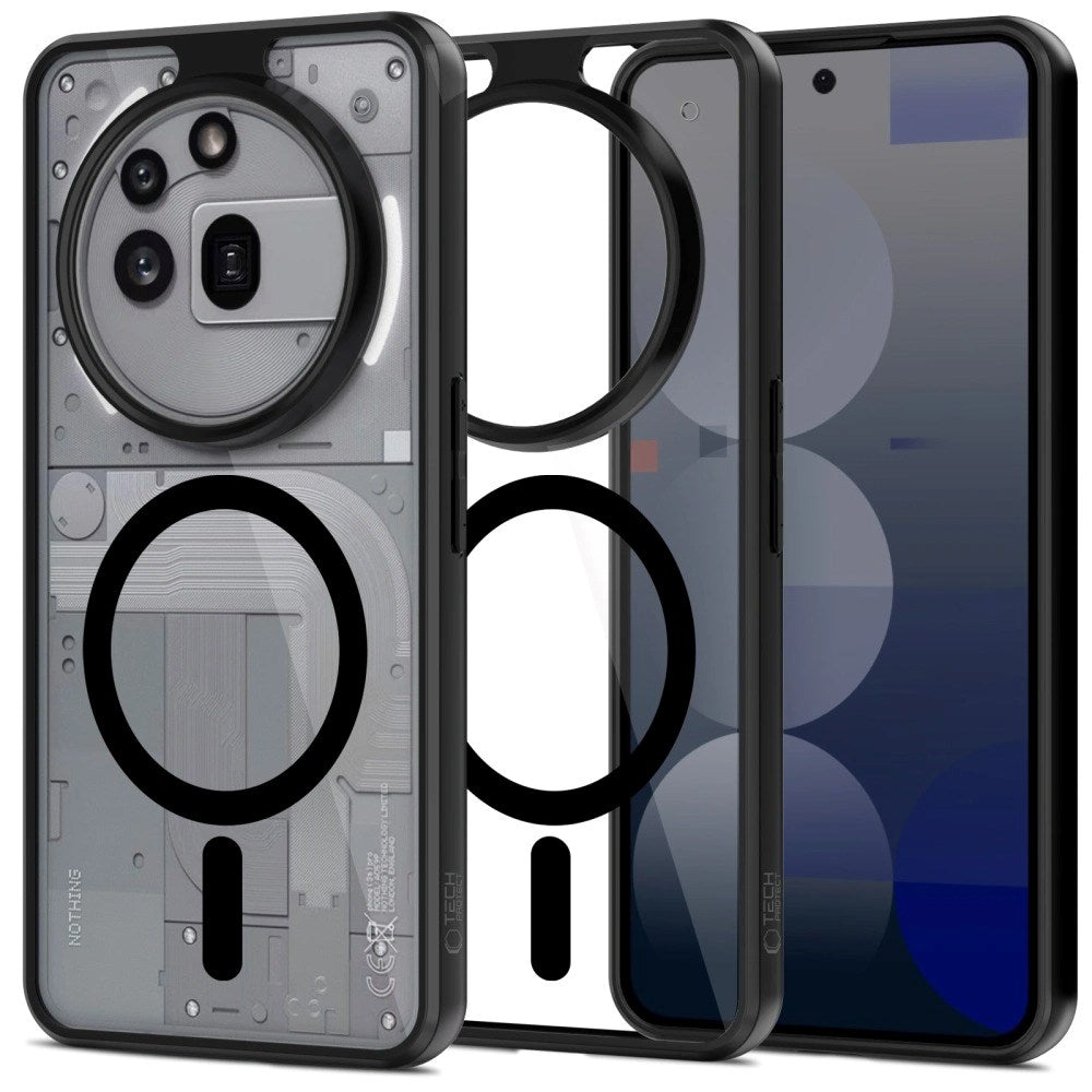 Nothing Phone (3a) Pro Tech-Protect Magmat Bagside Cover - MagSafe Kompatibel - Gennemsigtig / Sort
