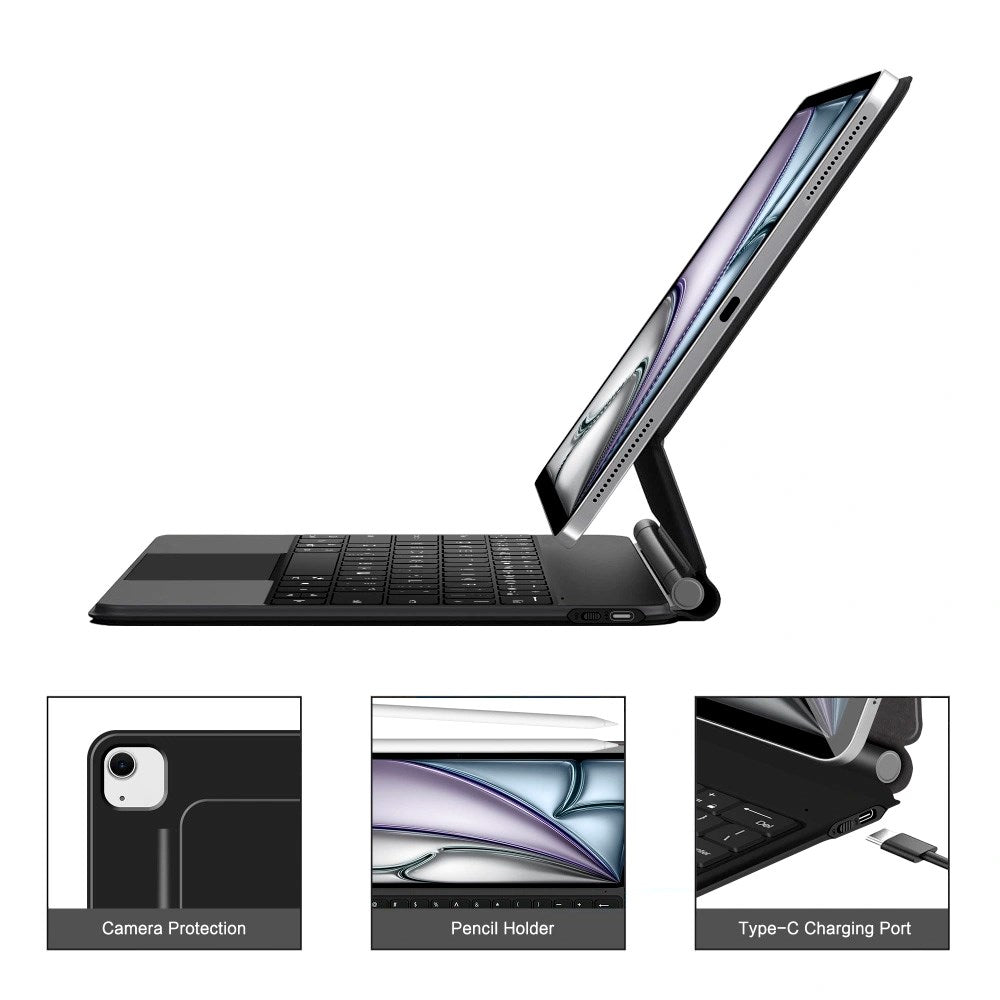 iPad Air 13" (2026 / 2025 / 2024) / Pro 12.9" (2022 / 2021 / 2020) Tech-Protect Keyboardcover  - Engelsk Tastatur - Sort - (DEMO)