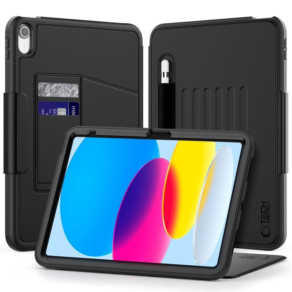 iPad 11" (2025) / iPad 10.9" (2024 / 2022) - Tech-Protect Flip Cover m. Kortholder & Pencil Holder - Sort
