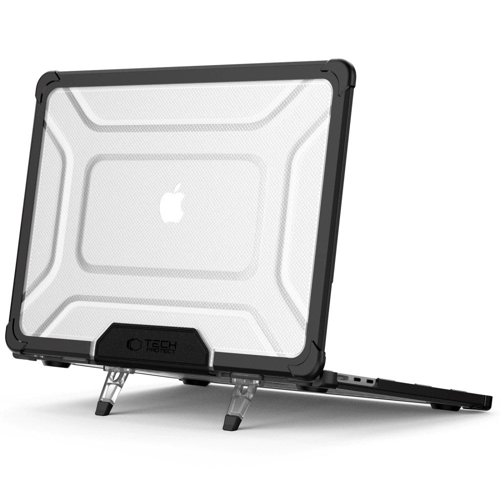 MacBook Air 13" M2 / M3 / M4 (2022 - 2025) - Tech-Protect SmartShell Pro Cover - Sort / Gennemsigtig
